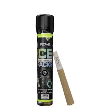 Sour Lime Haze | Rosin Diamond Hash INFUSED 1g Pre-roll | Ice Packs